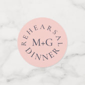 シンプルなリハーサルディナー　オックスフォードブルーとベビーピンク コンフェッティ (スモール正面)