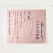 シンプルなリハーサルディナー　オックスフォードブルーとベビーピンク タペストリー (正面(横))