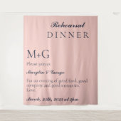 シンプルなリハーサルディナー　オックスフォードブルーとベビーピンク タペストリー (正面)