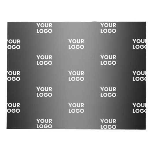 シンプルなリピートロゴ | 黒とグレーのグラデーション ノートパッド (正面)