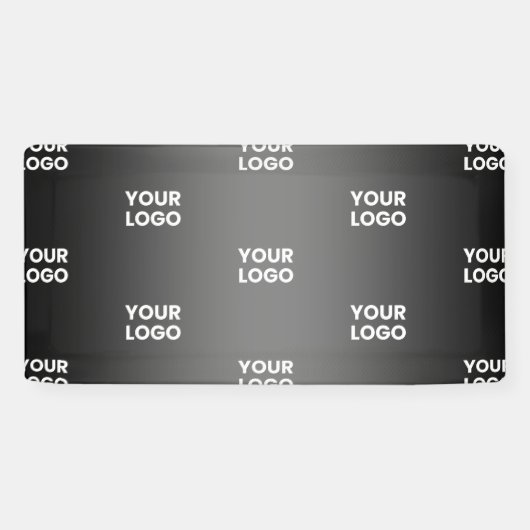 シンプルなリピートロゴ | 黒とグレーのグラデーション 横断幕 (横)