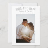 シンプルなリボン crest モノグラム Save the Date 招待状 (裏面)