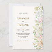 シンプルなリリー＆ローズのエレガントな結婚式招待状 招待状 (正面)