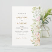シンプルなリリー＆ローズのエレガントな結婚式招待状 招待状 (スタンド正面)
