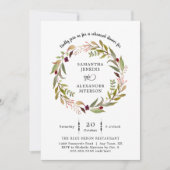 シンプルなリースの結婚式のリハーサルの夕食の招待 招待状 (正面)