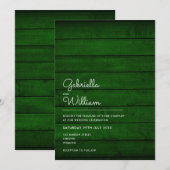 シンプルなルスティックエメラルドグリーンの木製ウェディング 招待状 (正面/裏面)