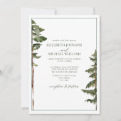 シンプルなルスティックグリーンの松の木の森のウェディング 招待状 (正面)