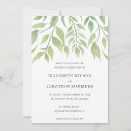 シンプルなルスティックグリーンエレガントウェディング 招待状