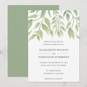 シンプルなルスティックグリーンエレガントウェディング 招待状 (正面/裏面)