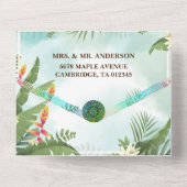 シンプルなルスティックボタニカル フローラル ウェディング オールインワン招待状 (裏面)