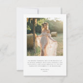 シンプルなルスティックボーホー カプセル写真 ブライダルシャワーのお祝いカード サンキューカード (裏面)