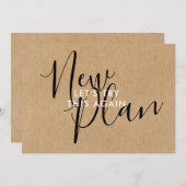 シンプルなルスティック 新しい計画 延期のお知らせ セーブザデート (正面/裏面)