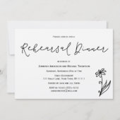 シンプルなルースチック ボタニカル フラワーのリハーサル ディナー 招待状 (正面)