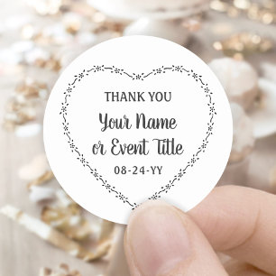 シンプルなルースティックハート フローラルリース カントリーウェディング ラウンドシール