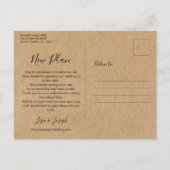 シンプルなルースティック 変更日 延期 キャンセルされました 案内ポストカード (裏面)