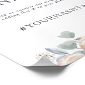 シンプルなルースド フラワーのオスナップ ウェディング ハッシュタグ サイン (角)