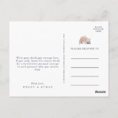 シンプルなルースド フラワーの結婚式のお礼はがき ポストカード (裏面)