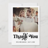 シンプルなレトロスタイルのウェディングお礼フォトカード 案内状 (正面)