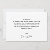 シンプルなレトロスタイルのウェディングお礼フォトカード 案内状 (裏面)