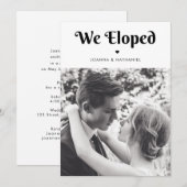 シンプルなレトロタイポグラフィーのハート　エロープメント 招待状 (正面/裏面)