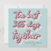 シンプルなレトロピンクパステル1st結婚記念日 カード (正面)