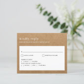 シンプルなレトロ風クラフト紙の結婚式RSVP (スタンド正面)