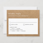 シンプルなレトロ風クラフト紙の結婚式RSVP (正面)