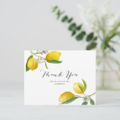 シンプルなレモン ブライダルシャワー お礼 ポストカード (スタンド正面)