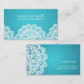 シンプルなレースの結婚式の写真撮影の青 名刺 (正面/裏面)