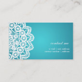 シンプルなレースの結婚式の写真撮影の青 名刺 (裏面)