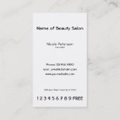 シンプルなロイヤリティのパンチカード ロイヤリティカード (裏面)