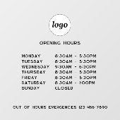 シンプルなロゴとテキストのビジネス営業時間 ウィンドウサイン (シート)