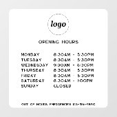 シンプルなロゴとテキストのビジネス営業時間 ウィンドウサイン (シート)