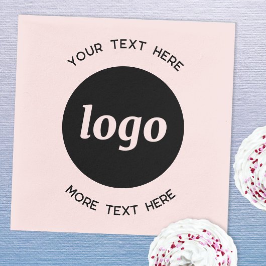 シンプルなロゴとテキスト ピンクのビジネスプロモーション スタンダードカクテルナプキン