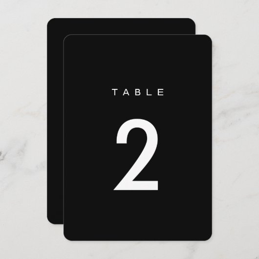 シンプルなロマンスカリグラフィー結婚式テーブルナンバー 招待状 (正面/裏面)