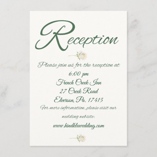 シンプルなローズの結婚式受付案内カード エンクロージャーカード (正面)