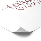 シンプルなローズゴールドのカリグラフィーカードとギフト ポスター (角)