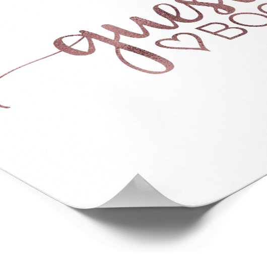 シンプルなローズゴールドのカリグラフィー ゲストブック サイン (角)
