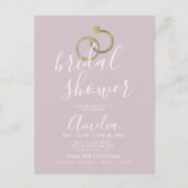 シンプルなローズピンクゴールドリングの結婚前お披露目パーティー ポストカード (正面)