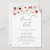 シンプルなワイルドフラワーのブランチとブライダルシャワー 招待状 (正面)