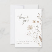 シンプルなワイルドフラワー写真ウェディング感謝カード 招待状 (正面)