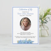 シンプルなワスレナグサの写真追悼式 招待状 (スタンド正面)