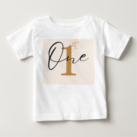 シンプルなワン 1歳の誕生日Tシャツ ベビーTシャツ (正面)