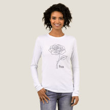 シンプルな一筆描きのバラのTシャツ Rosa Simple One Line Rose Tee