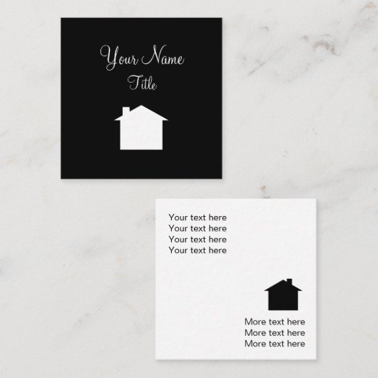 シンプルな不動産仲介業者の家の記号のデザイン スクエア名刺 (正面/裏面)