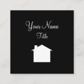 シンプルな不動産仲介業者の家の記号のデザイン スクエア名刺 (正面)