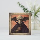 シンプルな不気味なビンテージ ドラキュラ ハロウィン 招待状 (スタンド正面)