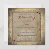 シンプルな不気味なビンテージ ドラキュラ ハロウィン 招待状 (裏面)