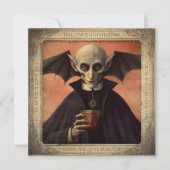 シンプルな不気味なビンテージ ドラキュラ ハロウィン 招待状 (正面)