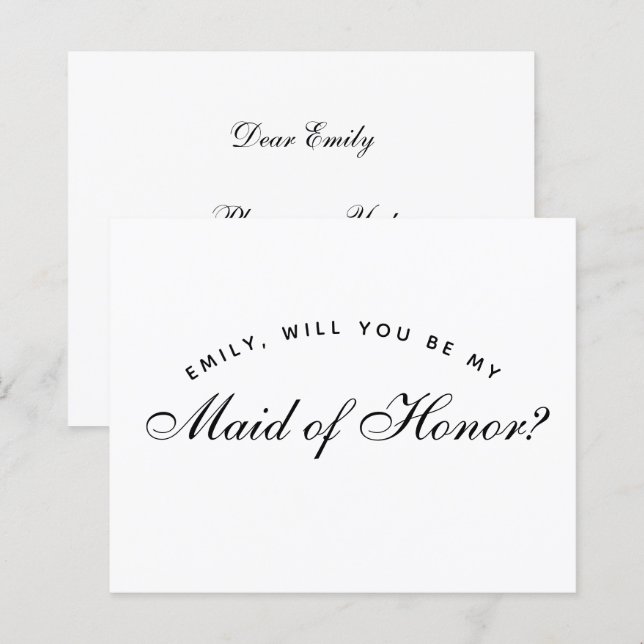 シンプルな予算の花嫁の介添え人提案 (正面/裏面)